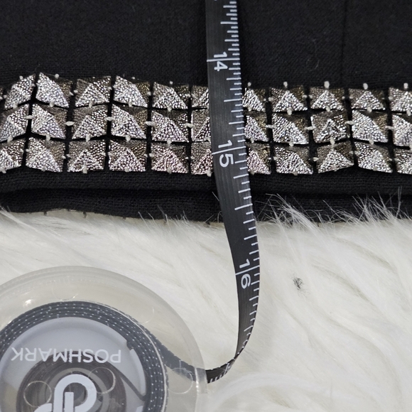 Walter Baker ✦ Black Mini Skirt ✦ Silver Stud Hem Two-Pocket Zip-Up Sz 0 - Picture 11 of 16